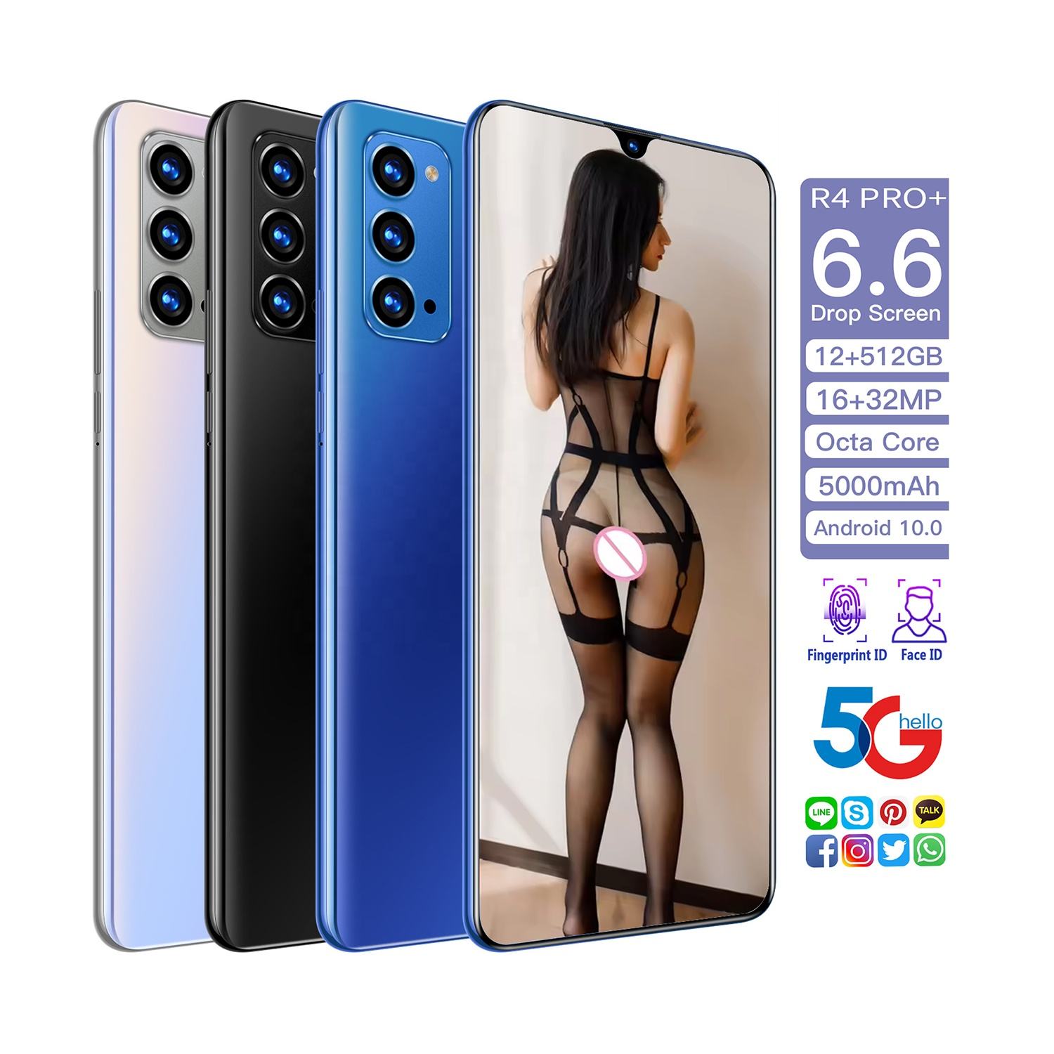 Hot Selling R4 Pro Smartphone Phone 6.6 Inch HD 10 Core Android 6GB+128GB 3G 4G 