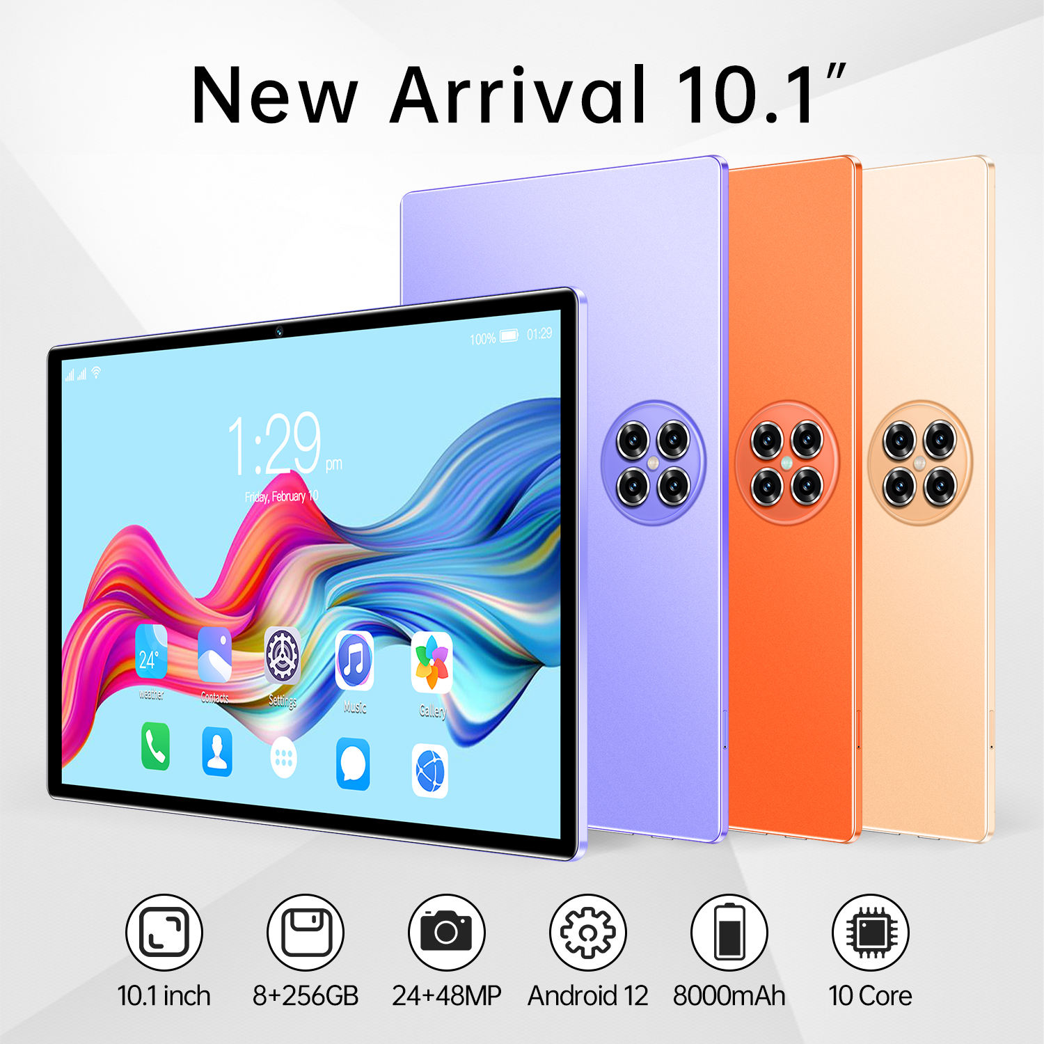 10.1 inch tablet pc android 12.0 system pc tablet 8GB RAM 256GB ROM WIFI IPS HD 
