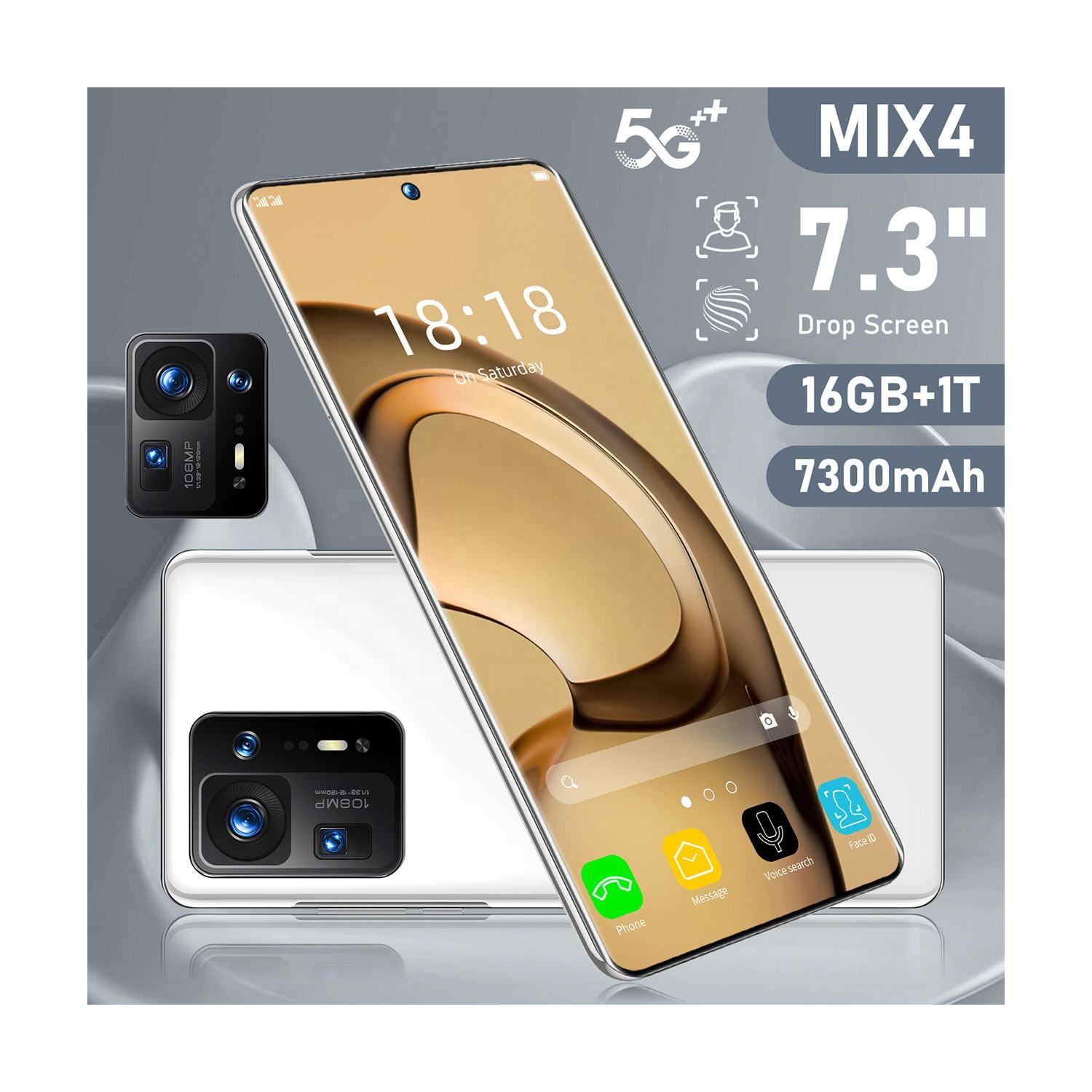 2024New Original 7.3inch MIX4 16GB+1TB 100 rs mobile phone free 48MP+72MP i phon