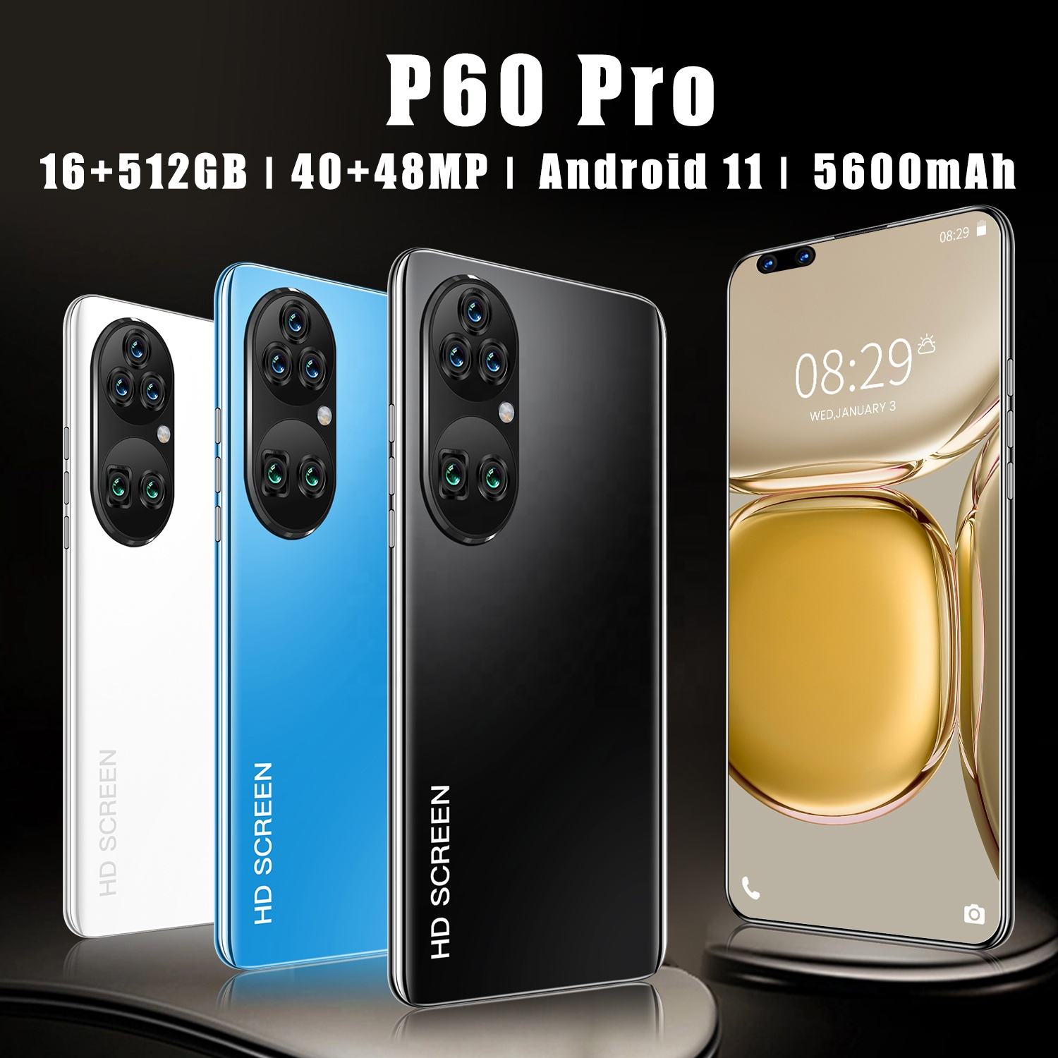 Hot Sale Brand New P60 Pro phone Global version Smartphone 16GB+512GB Android11 