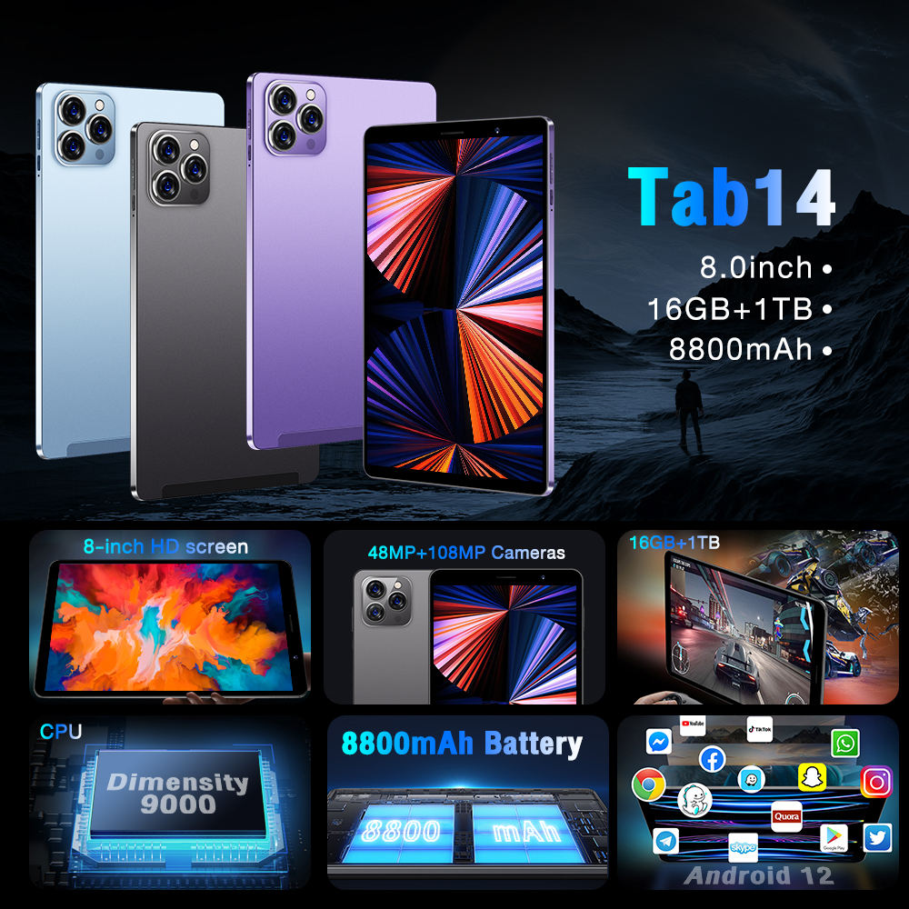 Factory direct sale Tab14 10.1 inch 16GB+1TB 8.0 inch Android 10 Calling Tablet 
